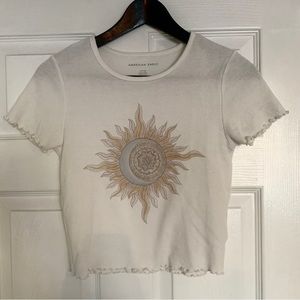 Sun and Moon Lettuce trim Crop top